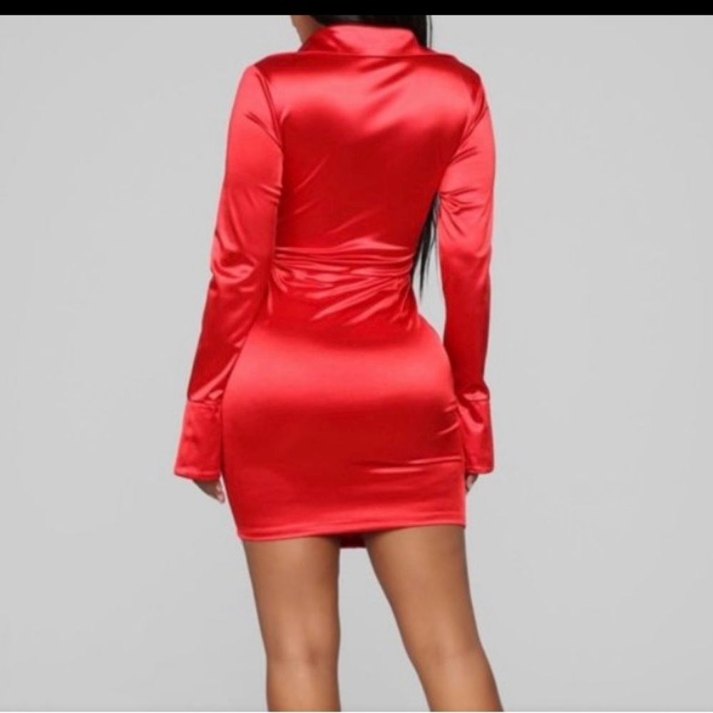 FASHIONNOVA RED SATIN MINI DRESS - Picture 2 of 2